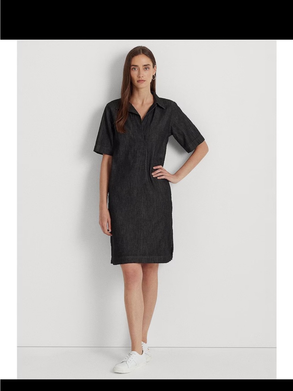 Lauren Ralph Lauren Denim Shift Dress XL Johnny Short Sleeve Chambray Like New